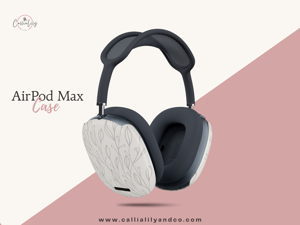 Hand-Drawn Leaf Vine Airpods Max Case | Stylish Protective Hard Cover for Apple Headphones | Airpods Max Accessories