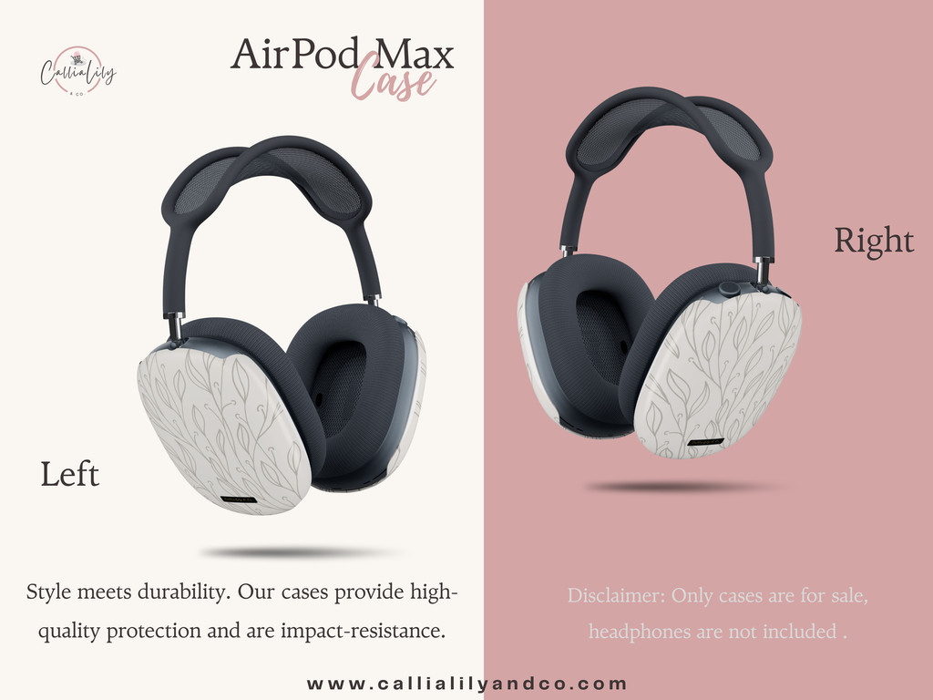 Hand-Drawn Leaf Vine Airpods Max Case | Stylish Protective Hard Cover for Apple Headphones | Airpods Max Accessories