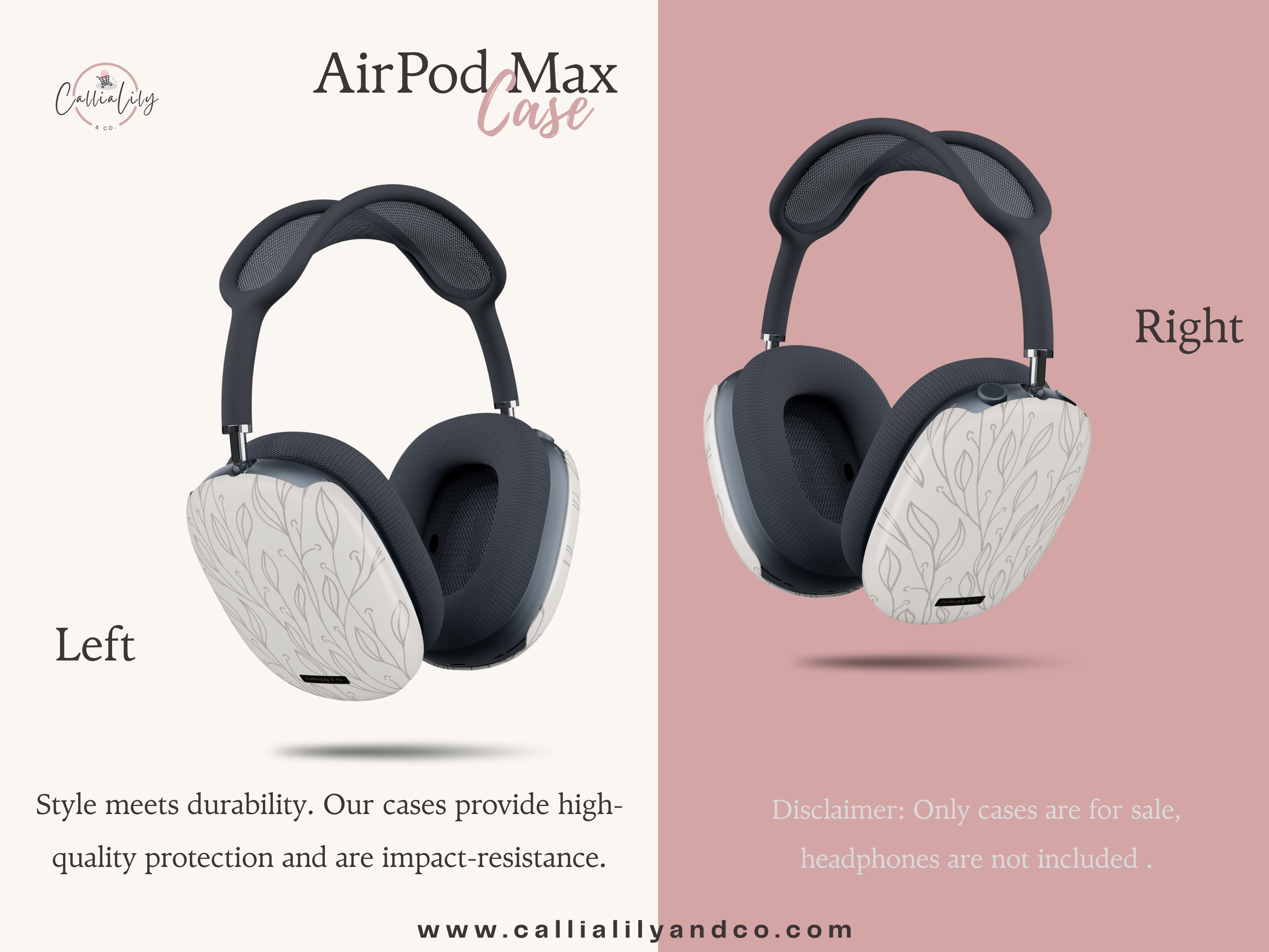 Hand-Drawn Leaf Vine Airpods Max Case | Stylish Protective Hard Cover for Apple Headphones | Airpods Max Accessories