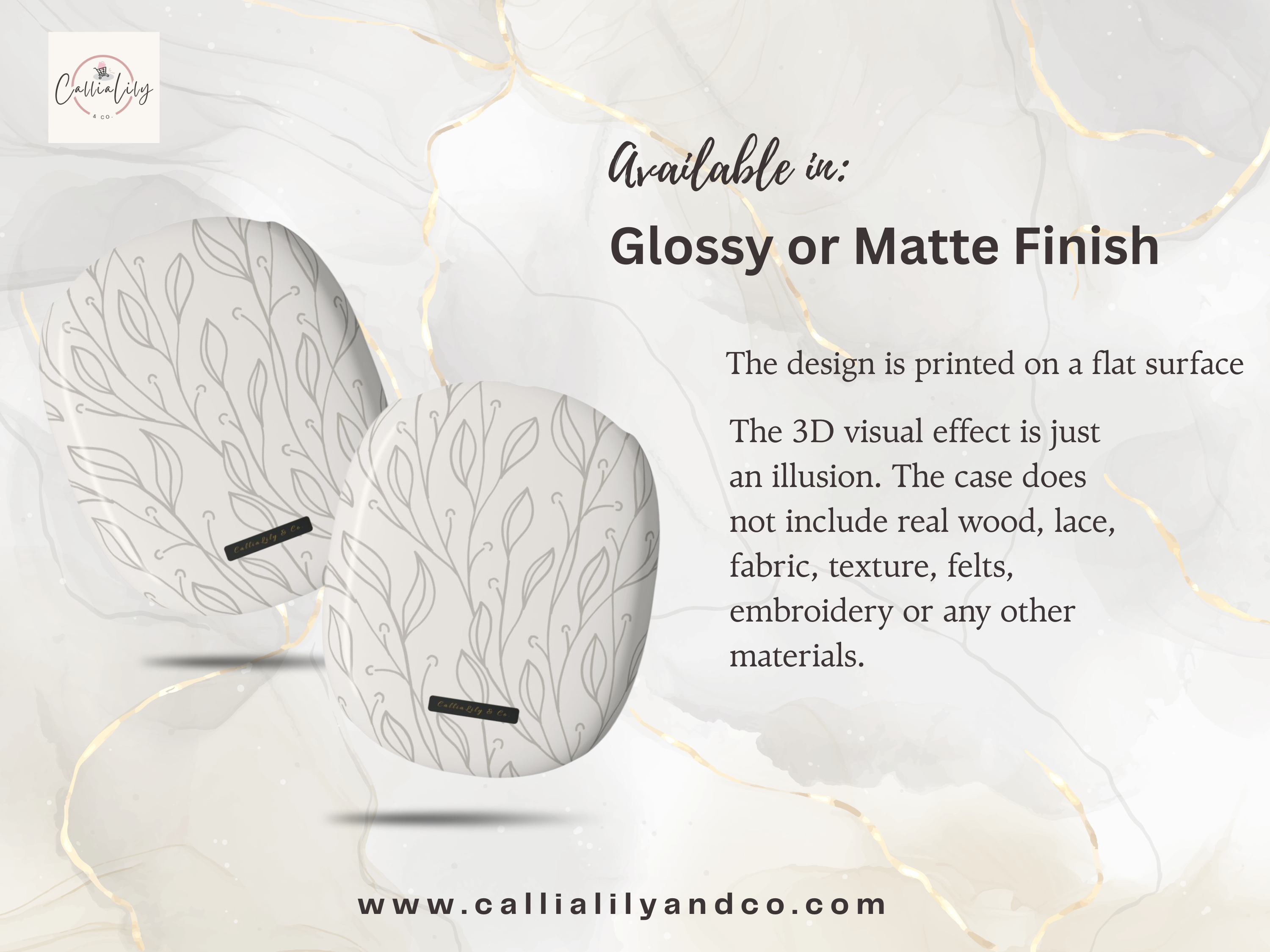 Hand-Drawn Leaf Vine Airpods Max Case | Stylish Protective Hard Cover for Apple Headphones | Airpods Max Accessories
