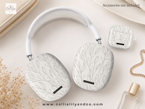 Hand-Drawn Leaf Vine Airpods Max Case | Stylish Protective Hard Cover for Apple Headphones | Airpods Max Accessories