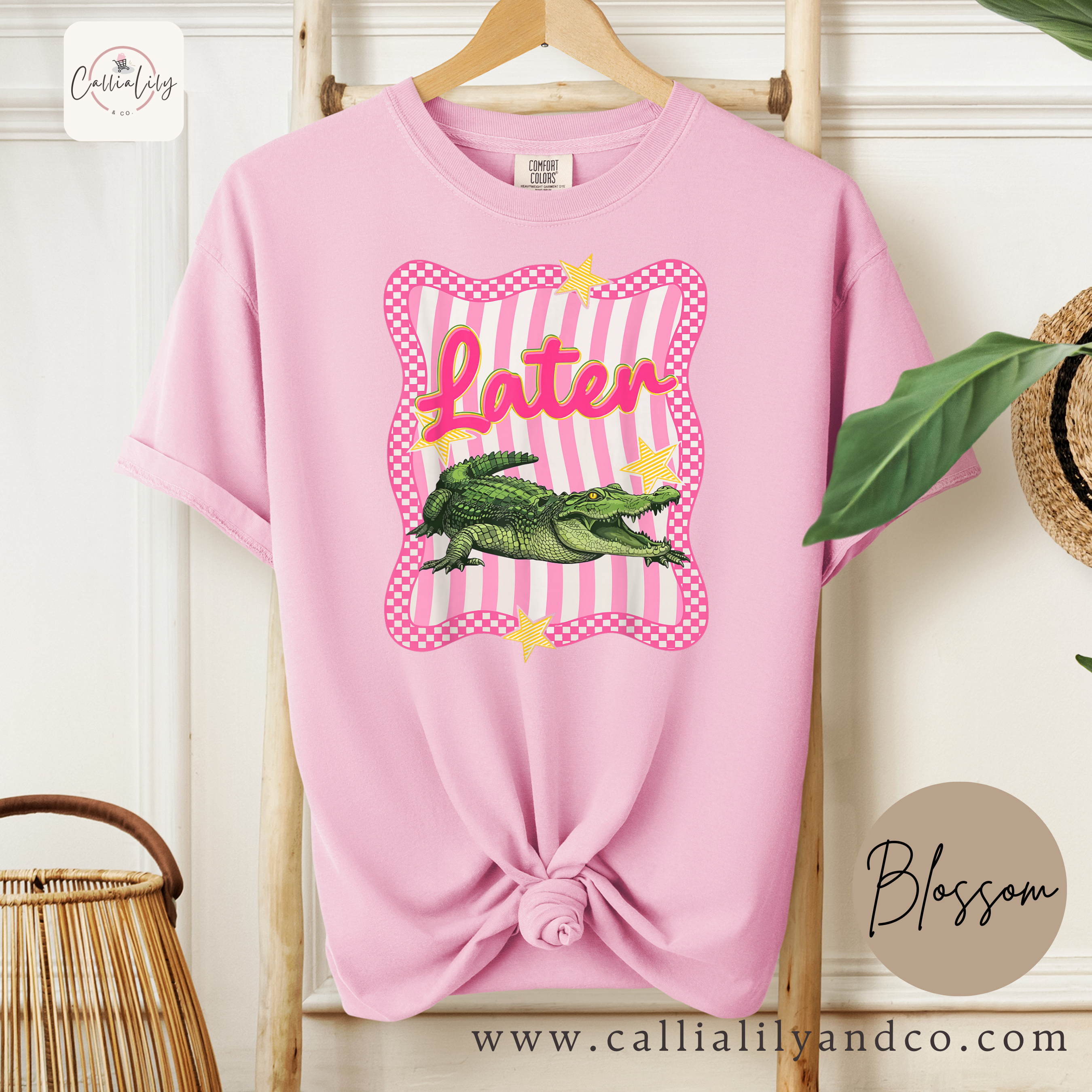 Later Alligator Graphic Tee | Coquette Oversized Shirt | Cute Preppy T-Shirt | Trendy Aesthetic Tee | Casual Streetwear Top for Women