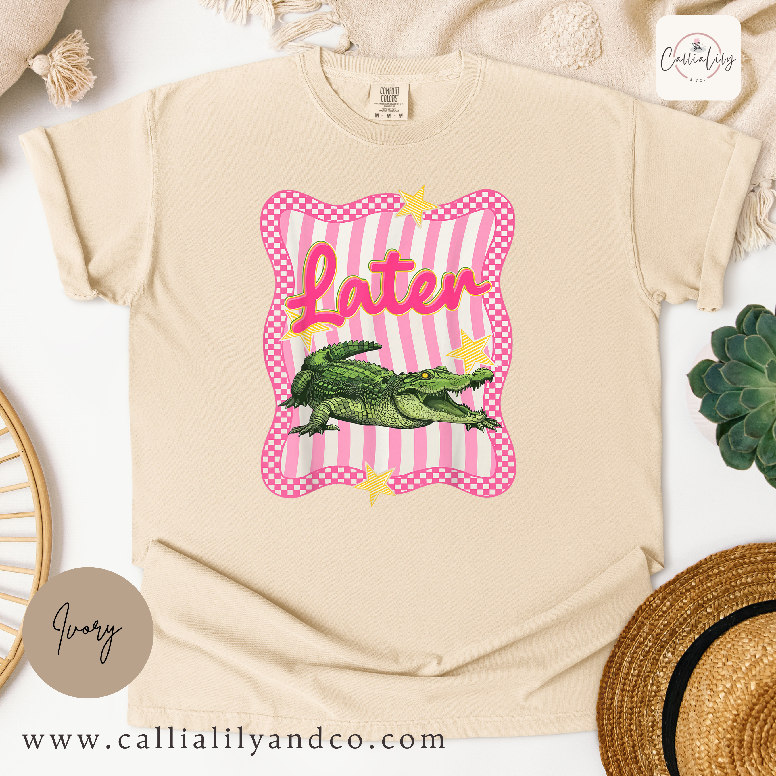 Later Alligator Graphic Tee | Coquette Oversized Shirt | Cute Preppy T-Shirt | Trendy Aesthetic Tee | Casual Streetwear Top for Women