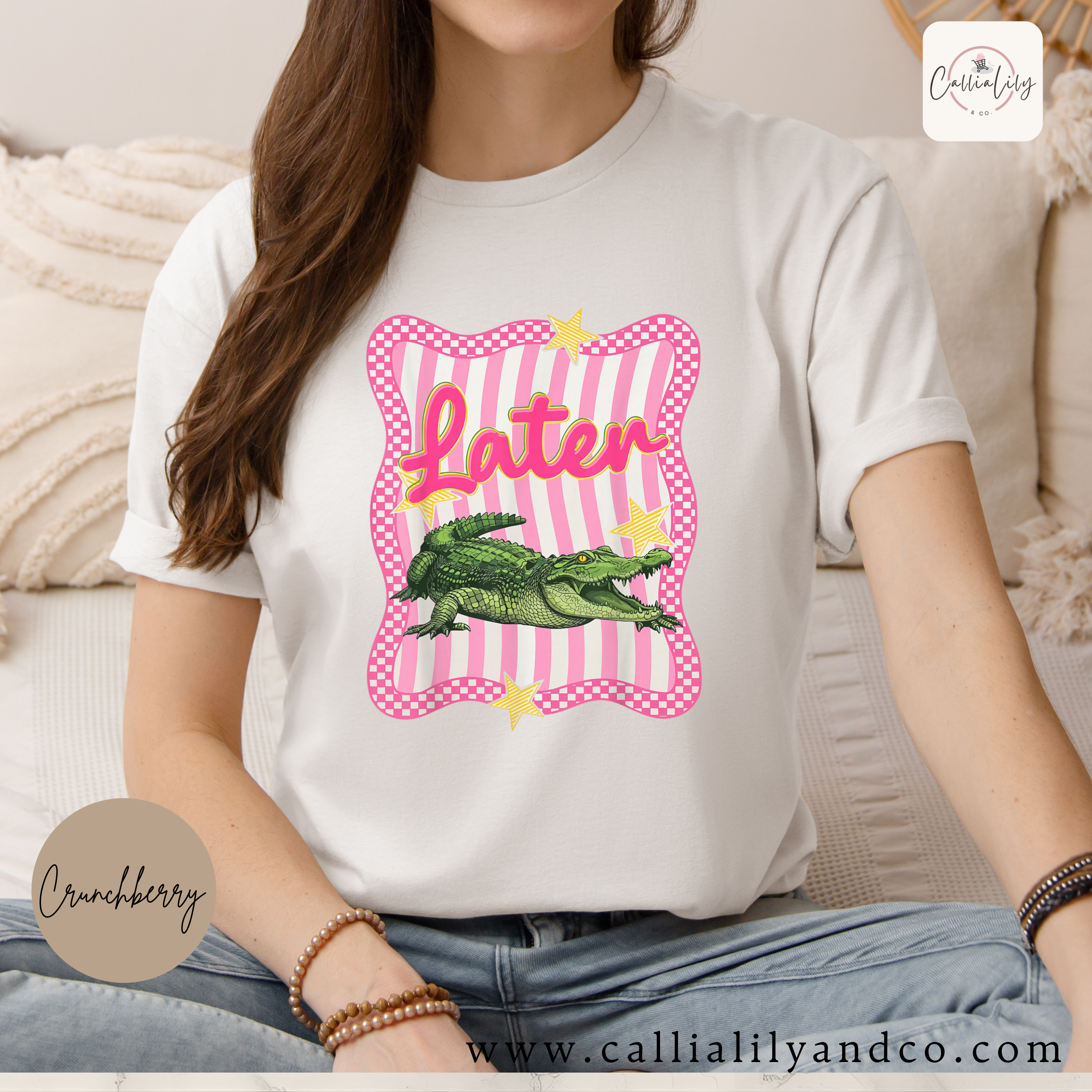 Later Alligator Graphic Tee | Coquette Oversized Shirt | Cute Preppy T-Shirt | Trendy Aesthetic Tee | Casual Streetwear Top for Women