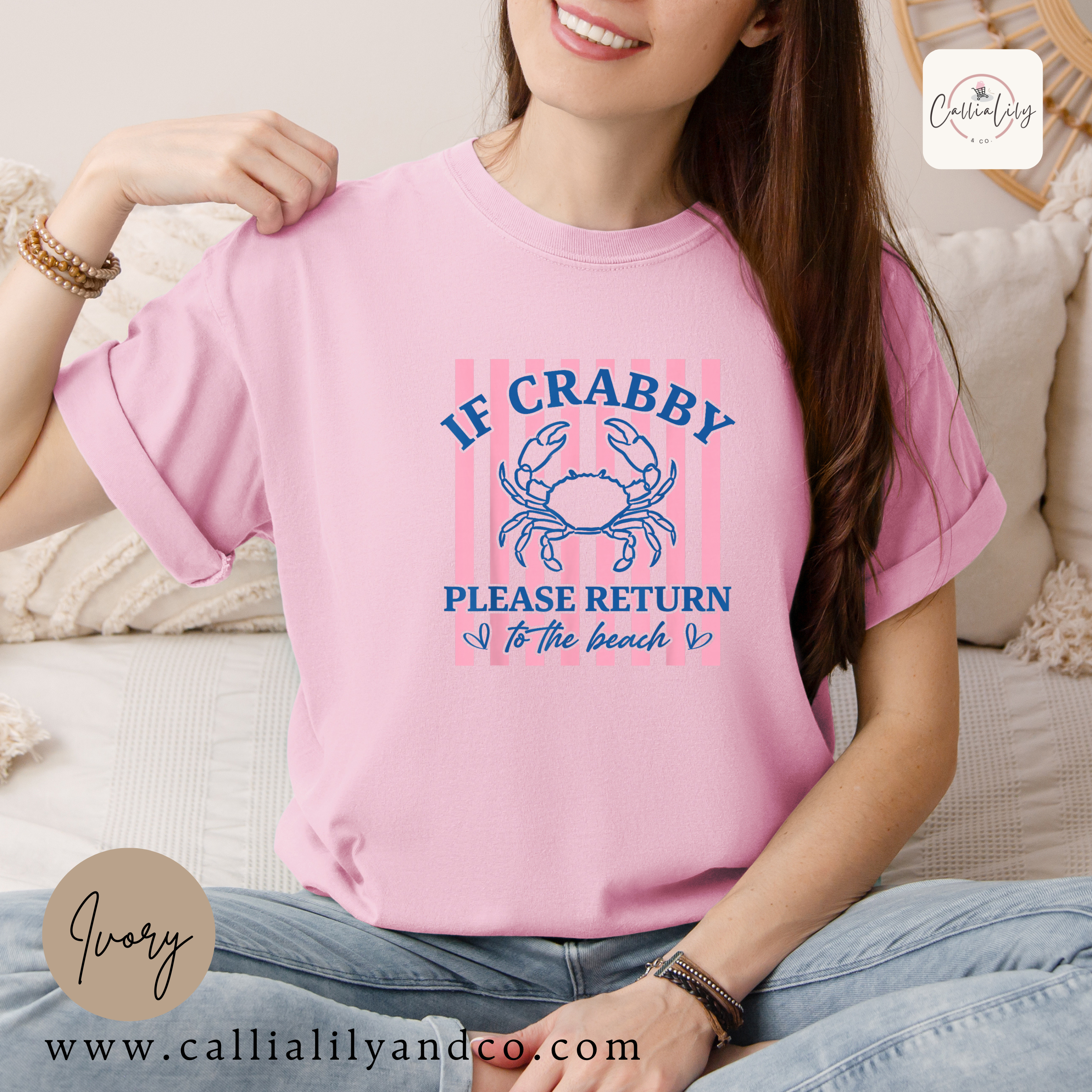 If Crabby Please Return to the Beach Shirt | Beach Graphic Tee | Funny Summer T-Shirt | Coastal Vacation Shirt | Cute Beach Lover Gift