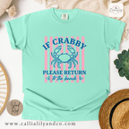 If Crabby Please Return to the Beach Shirt | Beach Graphic Tee | Funny Summer T-Shirt | Coastal Vacation Shirt | Cute Beach Lover Gift