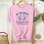 If Crabby Please Return to the Beach Shirt | Beach Graphic Tee | Funny Summer T-Shirt | Coastal Vacation Shirt | Cute Beach Lover Gift