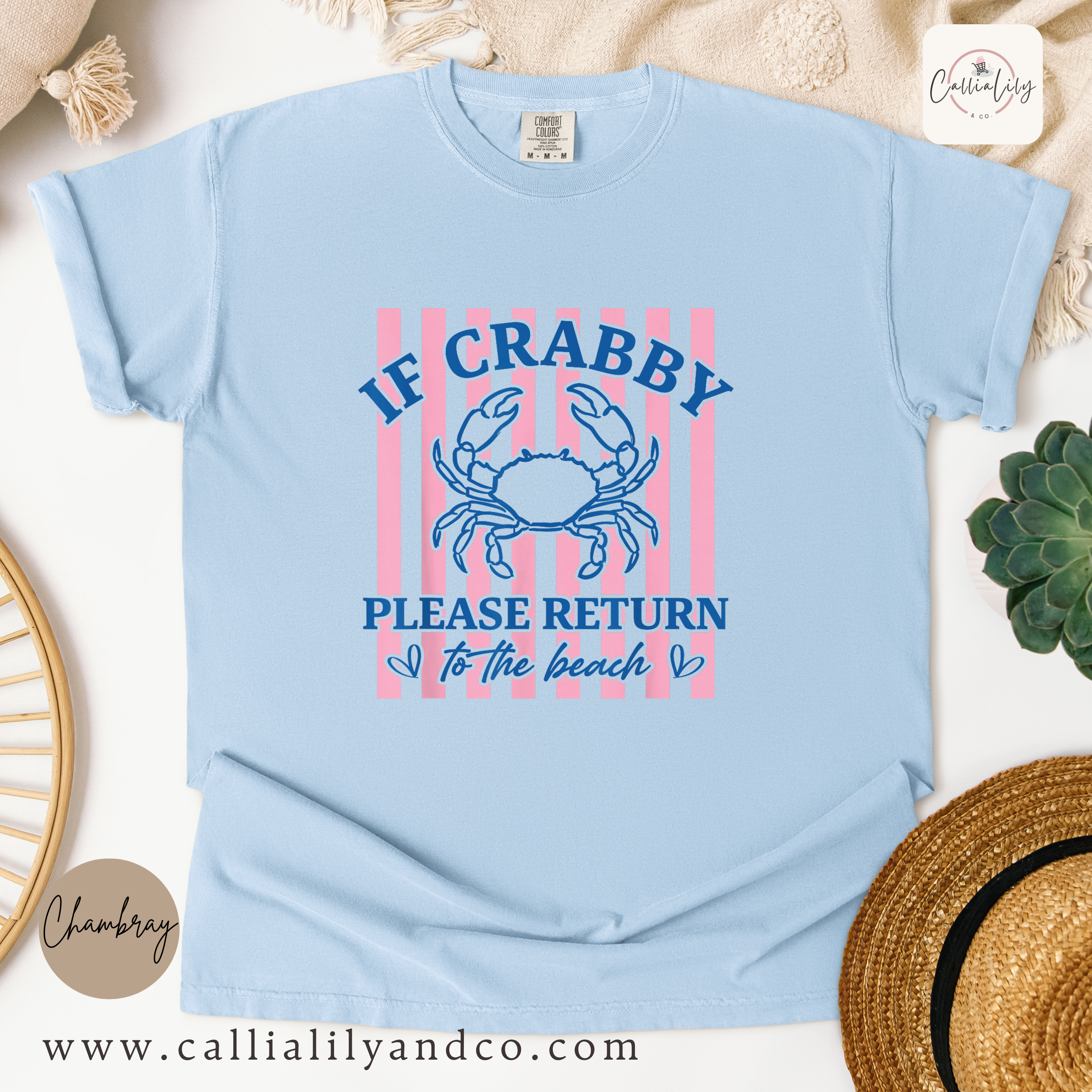 If Crabby Please Return to the Beach Shirt | Beach Graphic Tee | Funny Summer T-Shirt | Coastal Vacation Shirt | Cute Beach Lover Gift