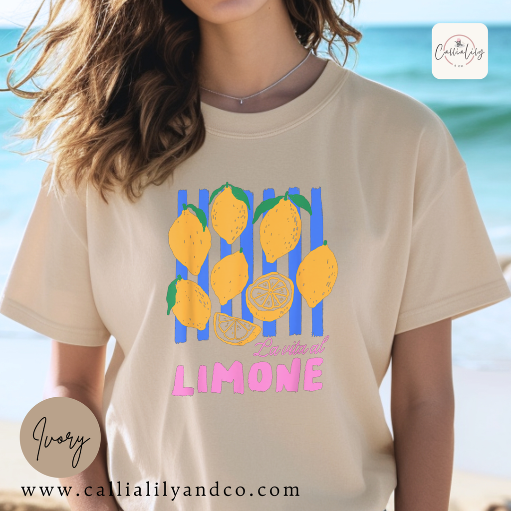 La Vita Al Limone Shirt | Italian Lemon Graphic Tee | Amalfi Coast Summer Shirt | Cute Citrus Vacation Tee