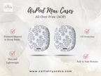 Luxury Blue Floral Pattern | Airpods Max Case, Stylish Protective Hard Cover for Apple Headphones, Airpods Max  Accessories