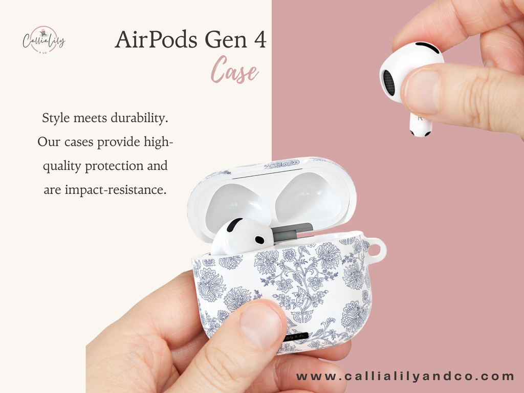 Floral Blue Pattern AirPod Case | Airpods 4 Case |  Airpod Pro Case Pressed Flower Art | Airpod 4 Case Airpods Pro Case Airpod Pro 2 Case Floral Airpods Cases