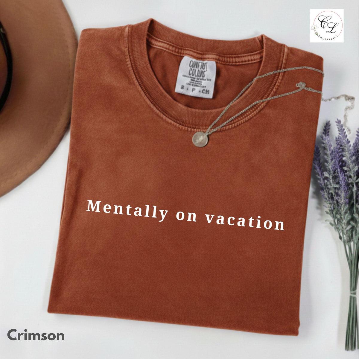 Mentally on Vacation T-shirt | Relaxed Text Tee, Travel Vibes