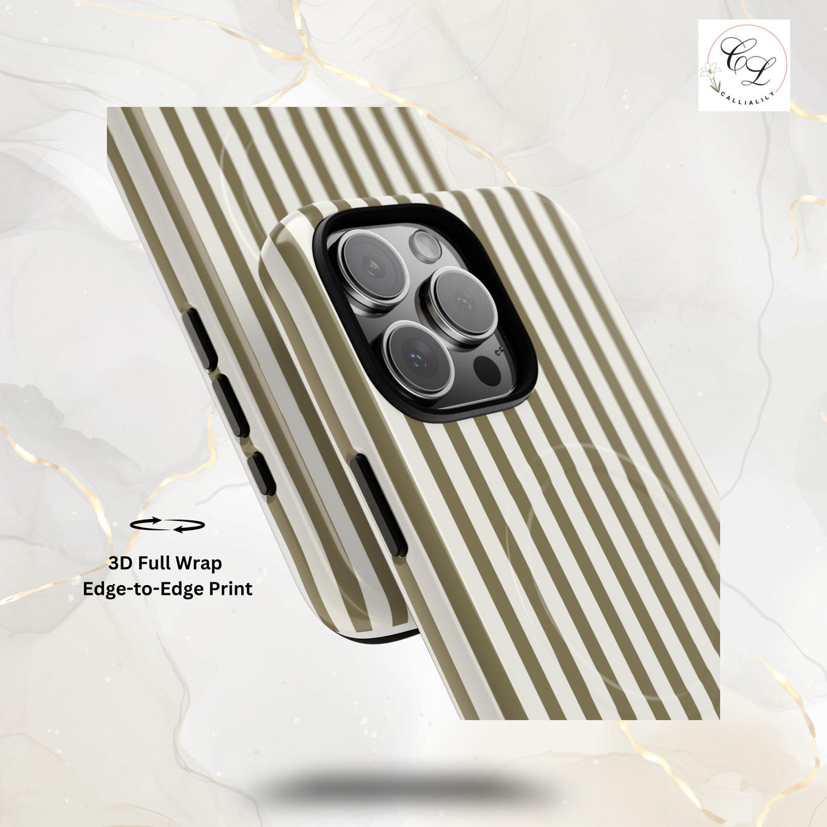 Beige Vertical Stripe Phone Case | Tough Magnetic Case