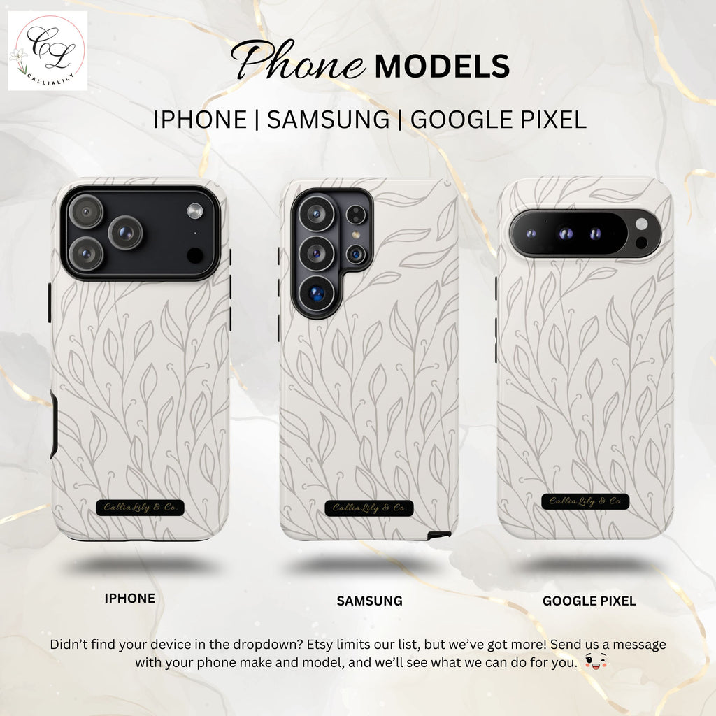 Hand-Drawn Leaf Vine Phone Case | Tough Phone Case
