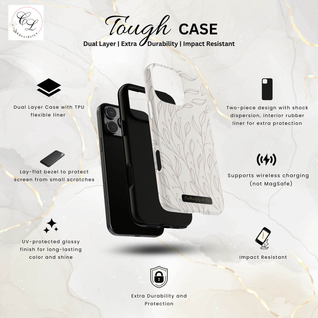 Hand-Drawn Leaf Vine Phone Case | Tough Phone Case