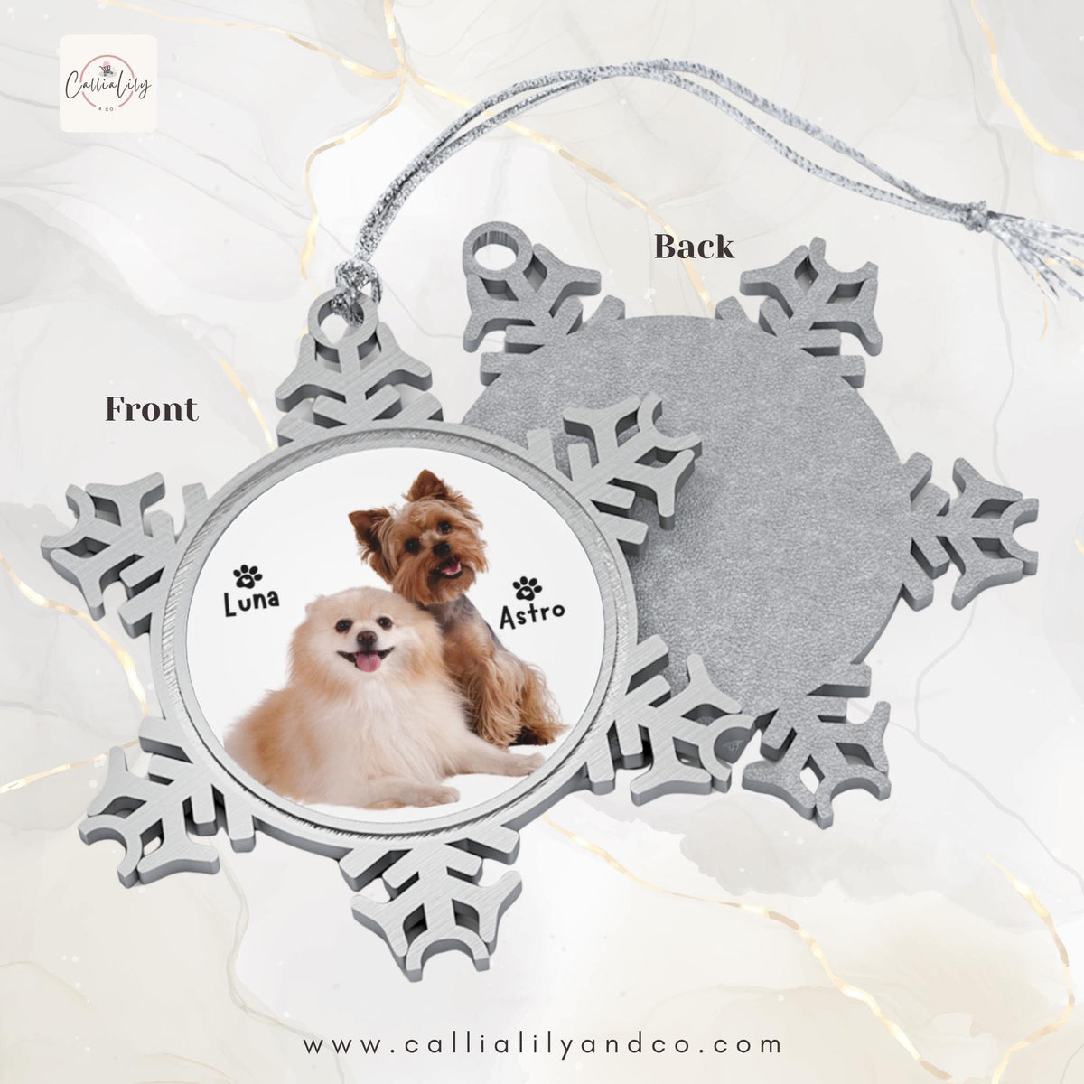 Personalized Pewter Snowflake Ornament | Custom Christmas Keepsake & Holiday Gift