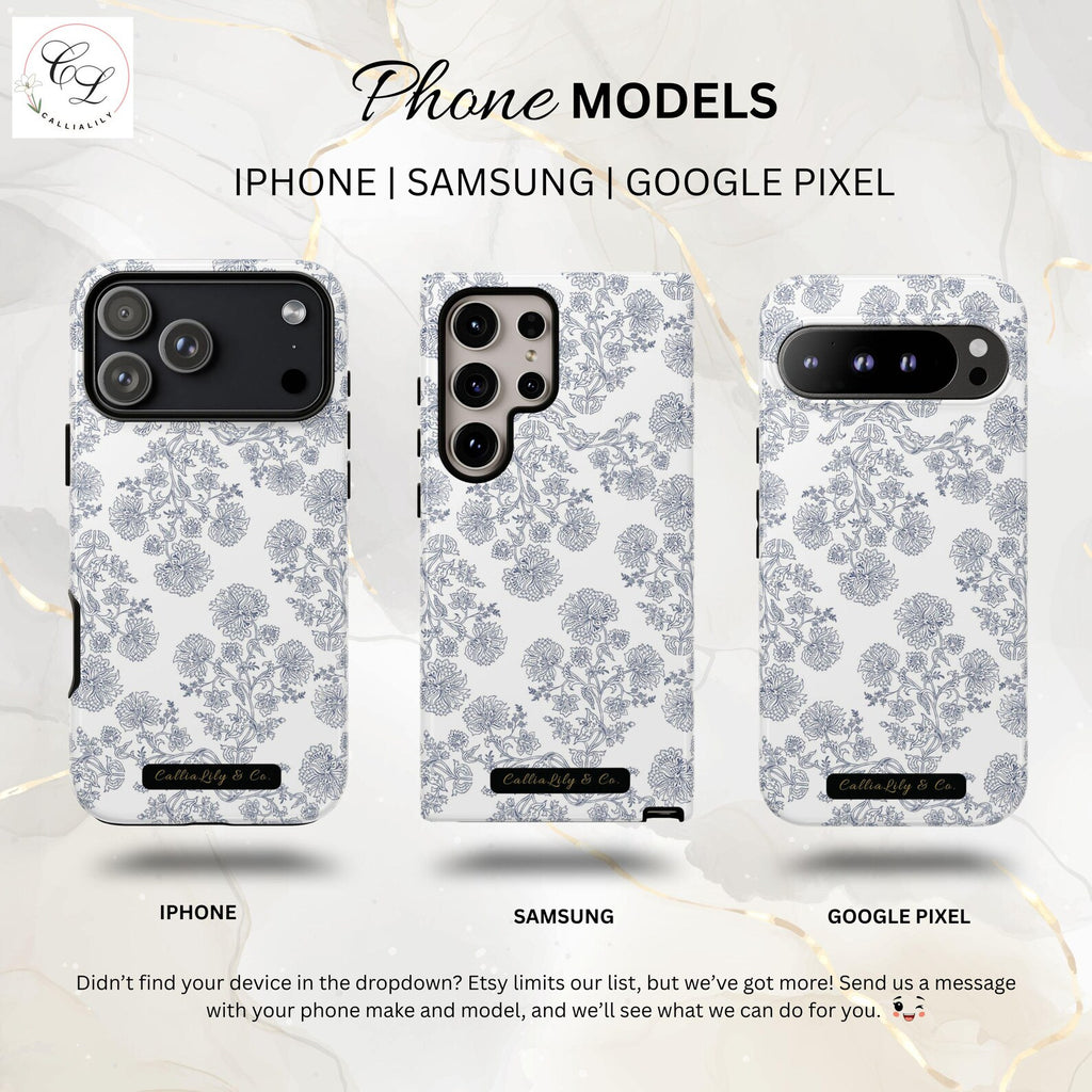 Gray Floral Pattern phone case | Tough Case