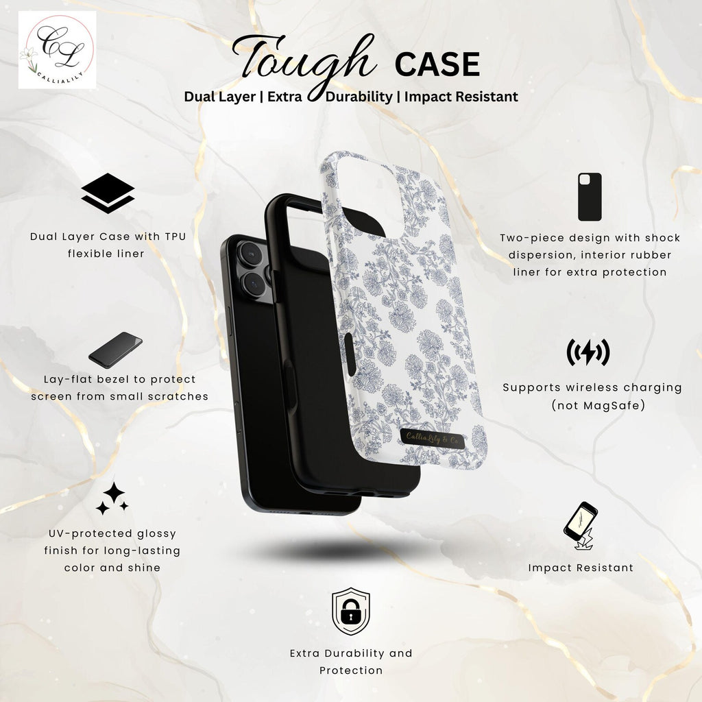 Gray Floral Pattern phone case | Tough Case