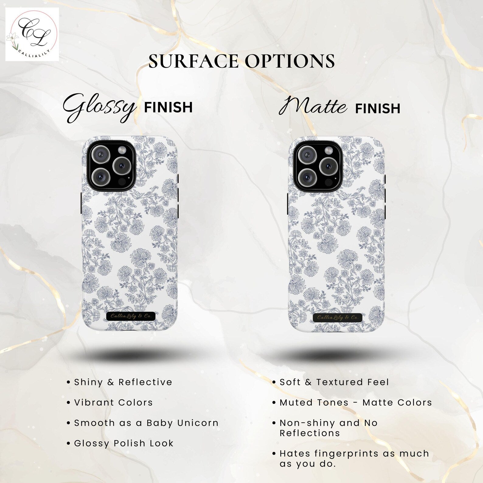 Gray Floral Pattern phone case | Tough Case