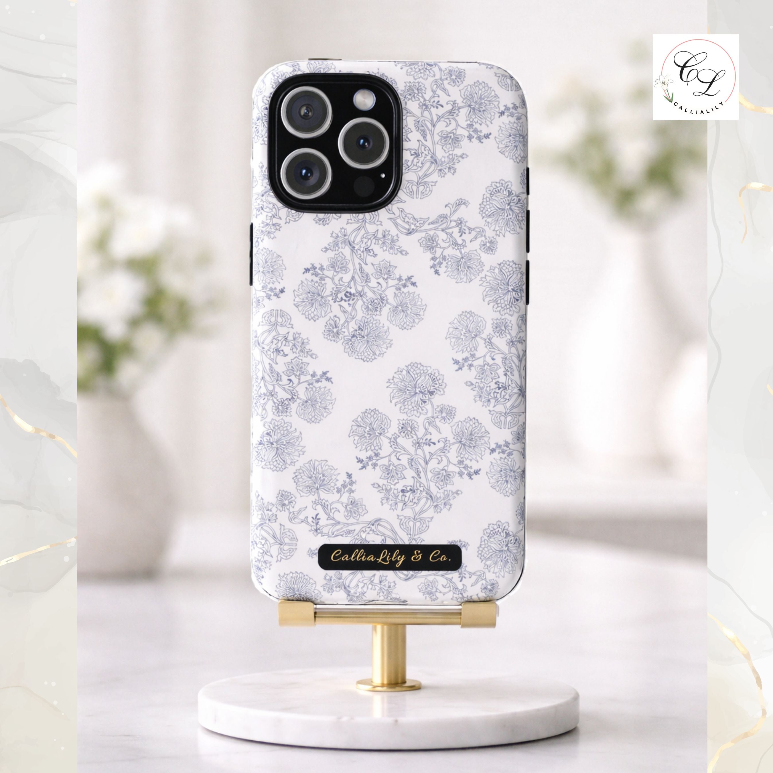 Gray Floral Pattern phone case | Tough Case