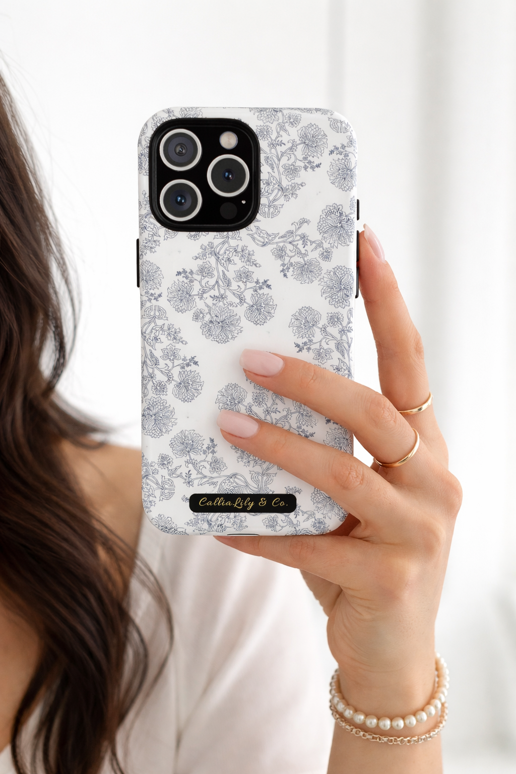 Gray Floral Pattern phone case | Tough Case