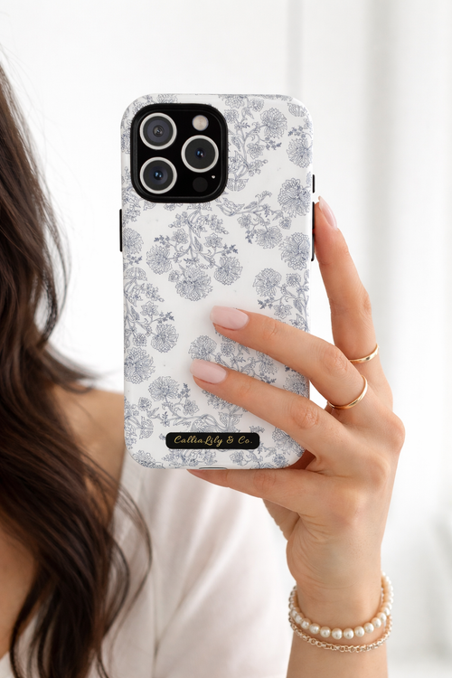 Gray Floral Pattern phone case | Tough Case