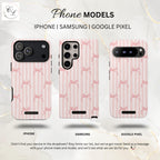 Pink Bow Pattern Phone Case | Coquette Striped Bow | iPhone, Samsung, Google Pixel
