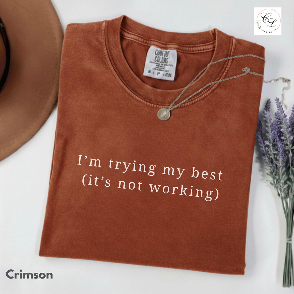 I'm Trying (It's Not Working) Sarcastic Humor Tee – Relaxed Fit Cotton Shirt