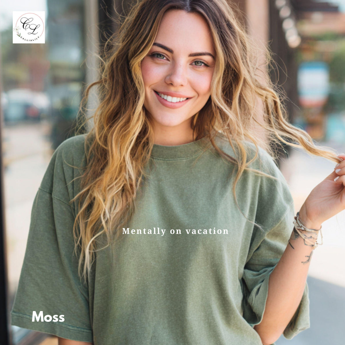 Mentally on Vacation T-shirt | Relaxed Text Tee, Travel Vibes