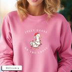 Too Tired to Sleigh | Jolly Goose on the Loose | Embroidered Unisex Heavy Blend™ Crewneck Sweatshirt