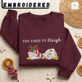 Too Tired to Sleigh | Jolly Goose on the Loose | Embroidered Unisex Heavy Blend™ Crewneck Sweatshirt