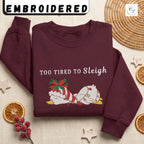 Too Tired to Sleigh | Jolly Goose on the Loose | Embroidered Unisex Heavy Blend™ Crewneck Sweatshirt