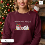 Too Tired to Sleigh | Jolly Goose on the Loose | Embroidered Unisex Heavy Blend™ Crewneck Sweatshirt