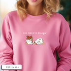 Too Tired to Sleigh | Jolly Goose on the Loose | Embroidered Unisex Heavy Blend™ Crewneck Sweatshirt