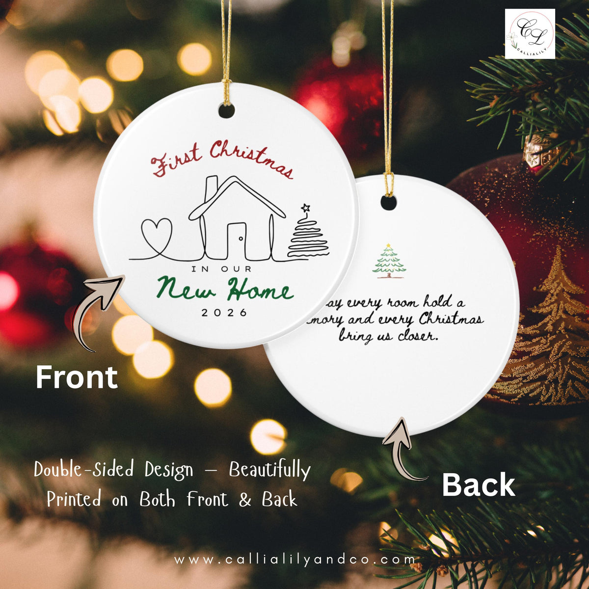First Christmas in New Home Ornament | Double-Sided Ceramic Keepsake (2026)