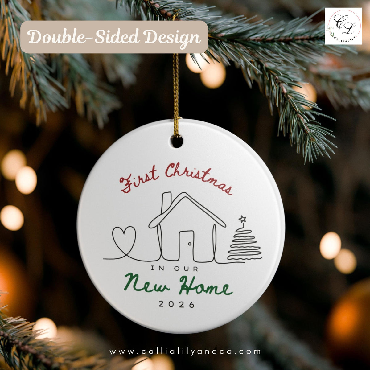 First Christmas in New Home Ornament | Double-Sided Ceramic Keepsake (2026)