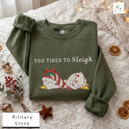 Too Tired to Sleigh | Jolly Goose on the Loose | Embroidered Unisex Heavy Blend™ Crewneck Sweatshirt