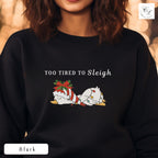 Too Tired to Sleigh | Jolly Goose on the Loose | Embroidered Unisex Heavy Blend™ Crewneck Sweatshirt