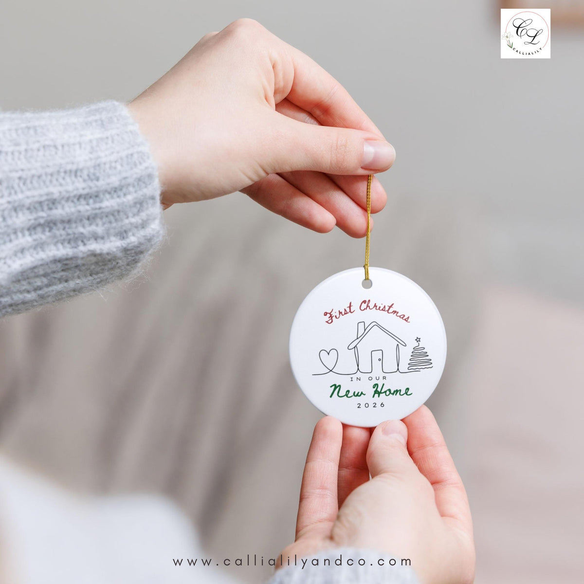 First Christmas in New Home Ornament | Double-Sided Ceramic Keepsake (2026)