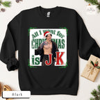 All I Want for Christmas Is JK Sweatshirt, Kpop Christmas Shirt, Jungkook Fan Gift, BTS Holiday Crewneck, Unisex Heavy Blend™